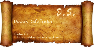 Dodek Sándor névjegykártya